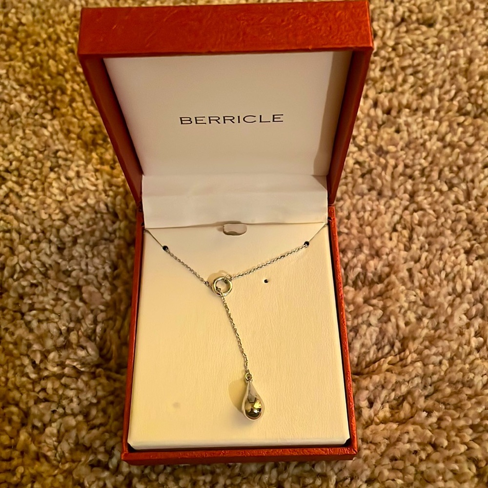 Berricle Steeling Silver Teardrop Lariat Necklace